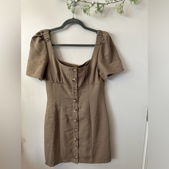 NWT Polly | Button Down Dress In Mushroom - Picture 2 of 9